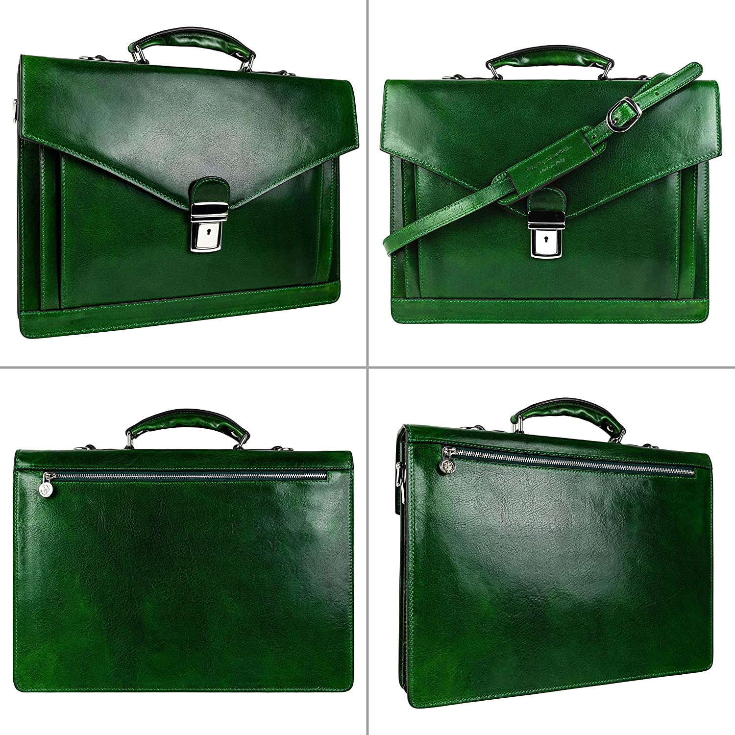 Time Resistance Leather Briefcase for Men Handmade Italian Laptop Bag Classy Orange Brown Attache Case - Image 2